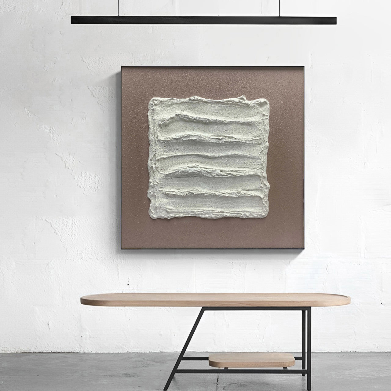 Modern 3D Textured White and Brown Wall Art Painting, Modern 3D Textured White and Brown Wall Art Painting, Noho Art Gallery