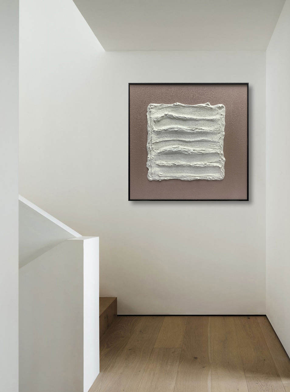 Modern 3D Textured White and Brown Wall Art Painting, textured canvas painting for sale, Noho Art Gallery