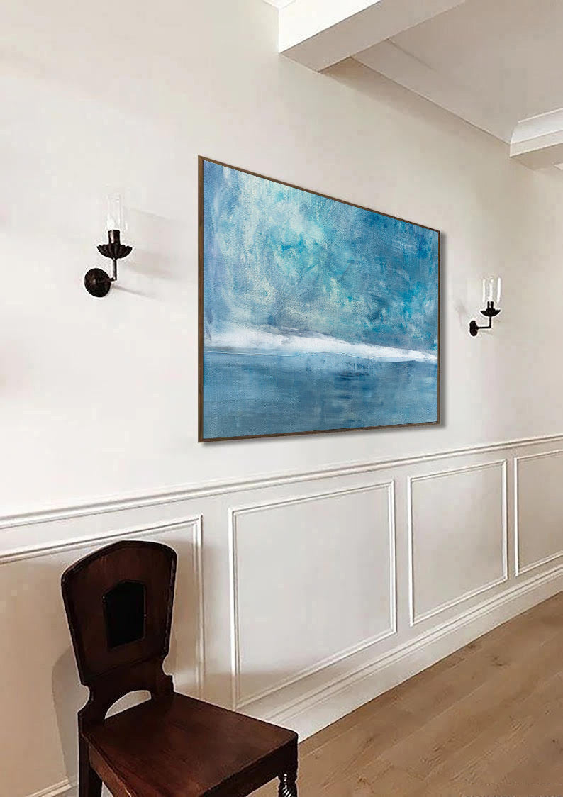 Gracious - Large Blue Seascape Abstract Oil Painting on Canvas N o H o