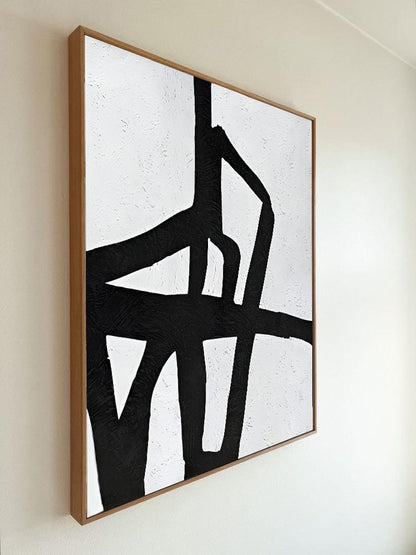 Black and White Abstract Painting on Canvas