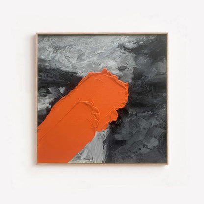 Innovative - Modern 3D Textured Black and Orange Wall Art Painting