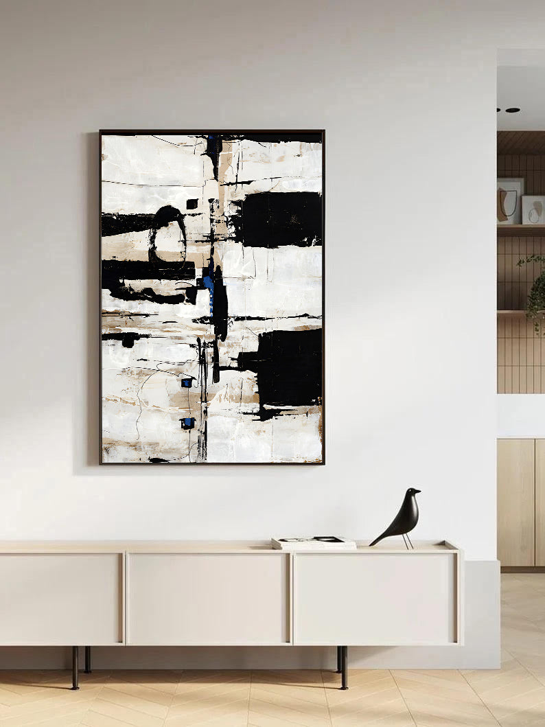 Abstract Black White Painting on Canvas | Artworks | Noho Art Gallery