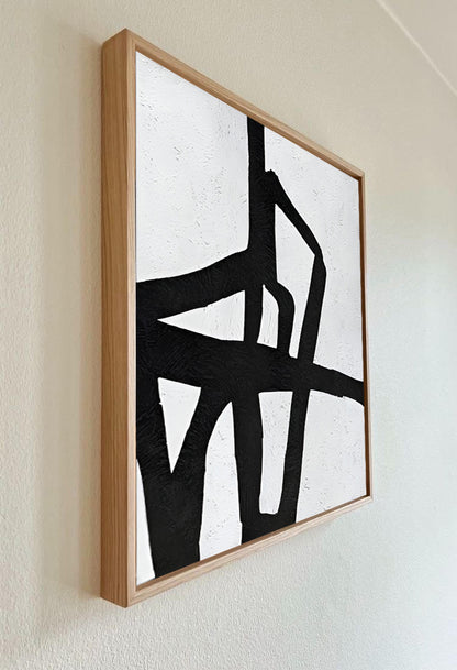 Black and White Abstract Painting on Canvas