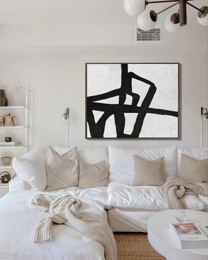 Black and White Abstract Painting on Canvas