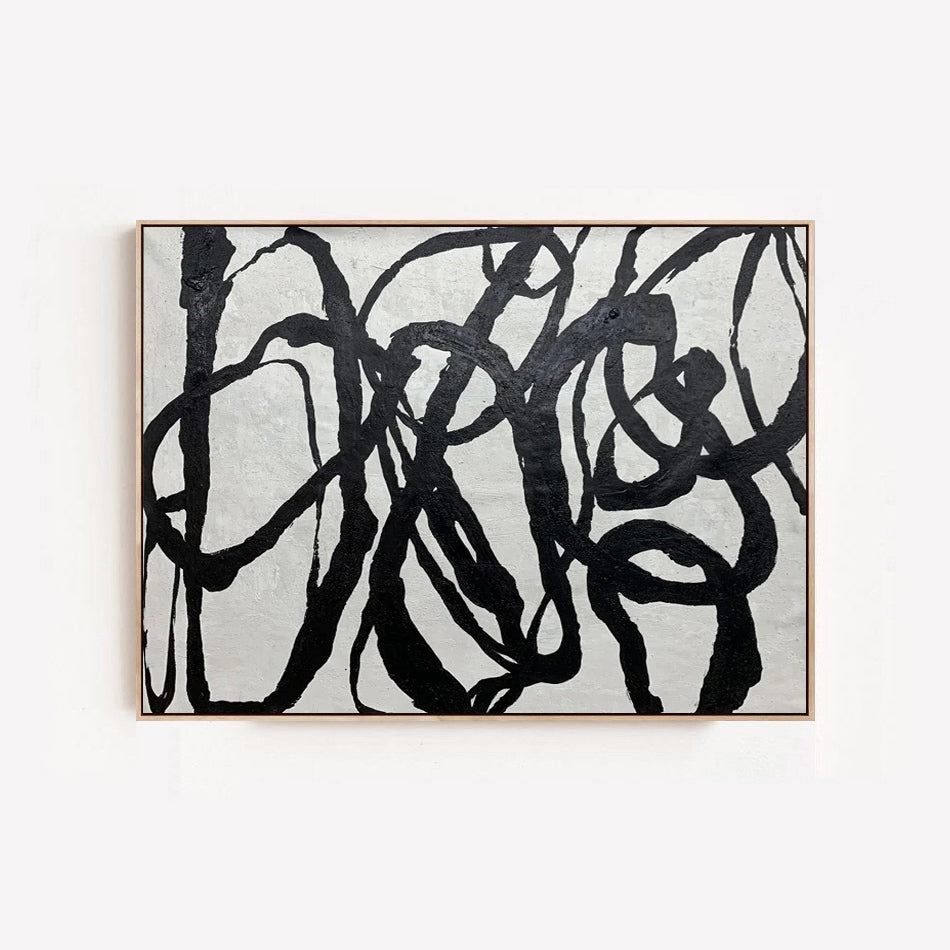 Cornocop - Black and White Abstract Canvas Painting