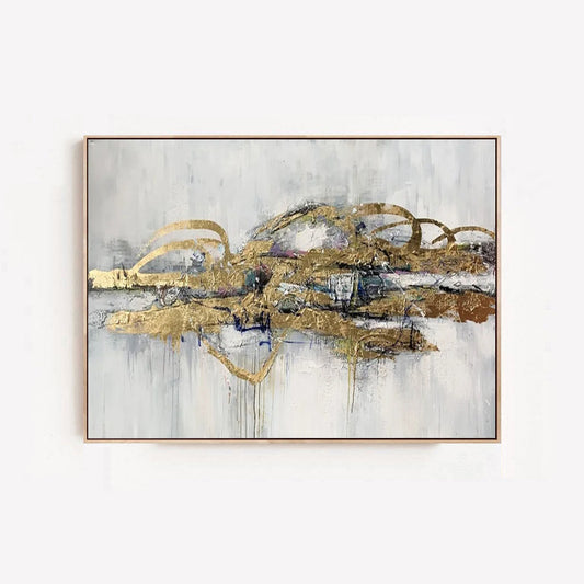 Opulent - Modern White and Gold Wall Art Canvas for Home Decor