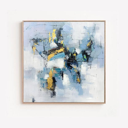 Constelation - Abstract Blue and Gold Painting on Canvas