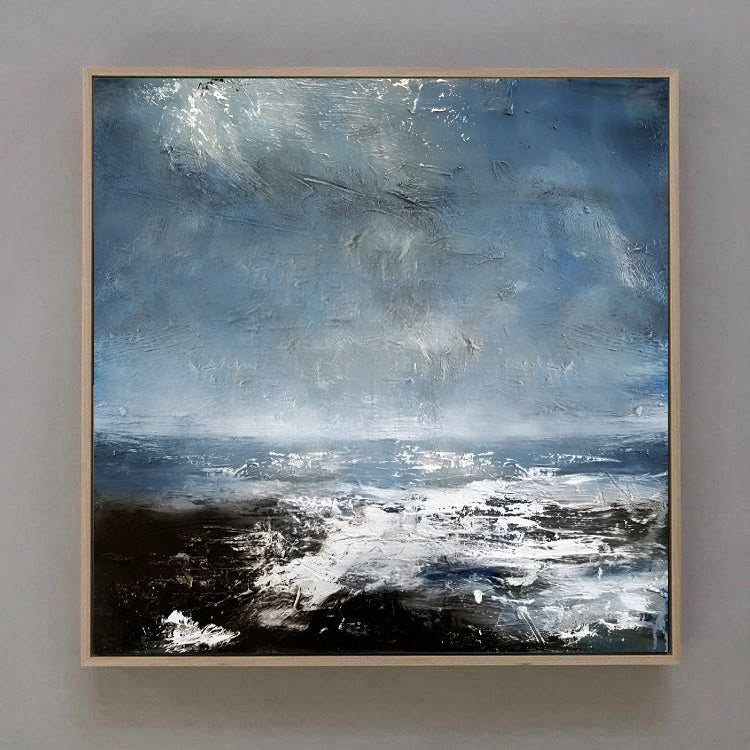 Coast - White and Blue Deep Ocean Painting on Canvas