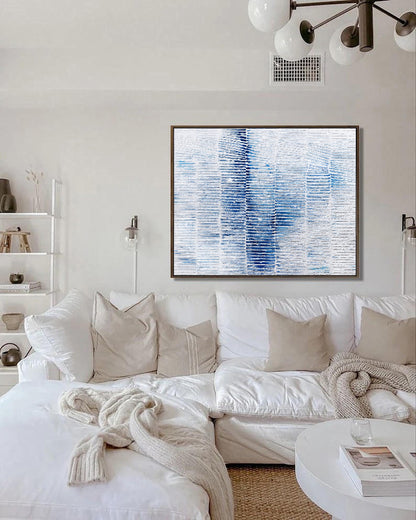 Blue and White Wall Art Acrylic Painting on Canvas 