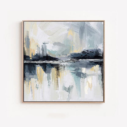 Dock - Grey, Black and White Modern Abstract Painting On Canvas