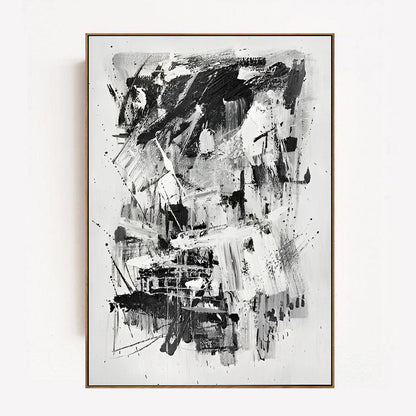 Extant - Large Abstract Black and White Canvas Painting