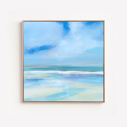 Shore - Large Blue Sunset Ocean Painting on Canvas