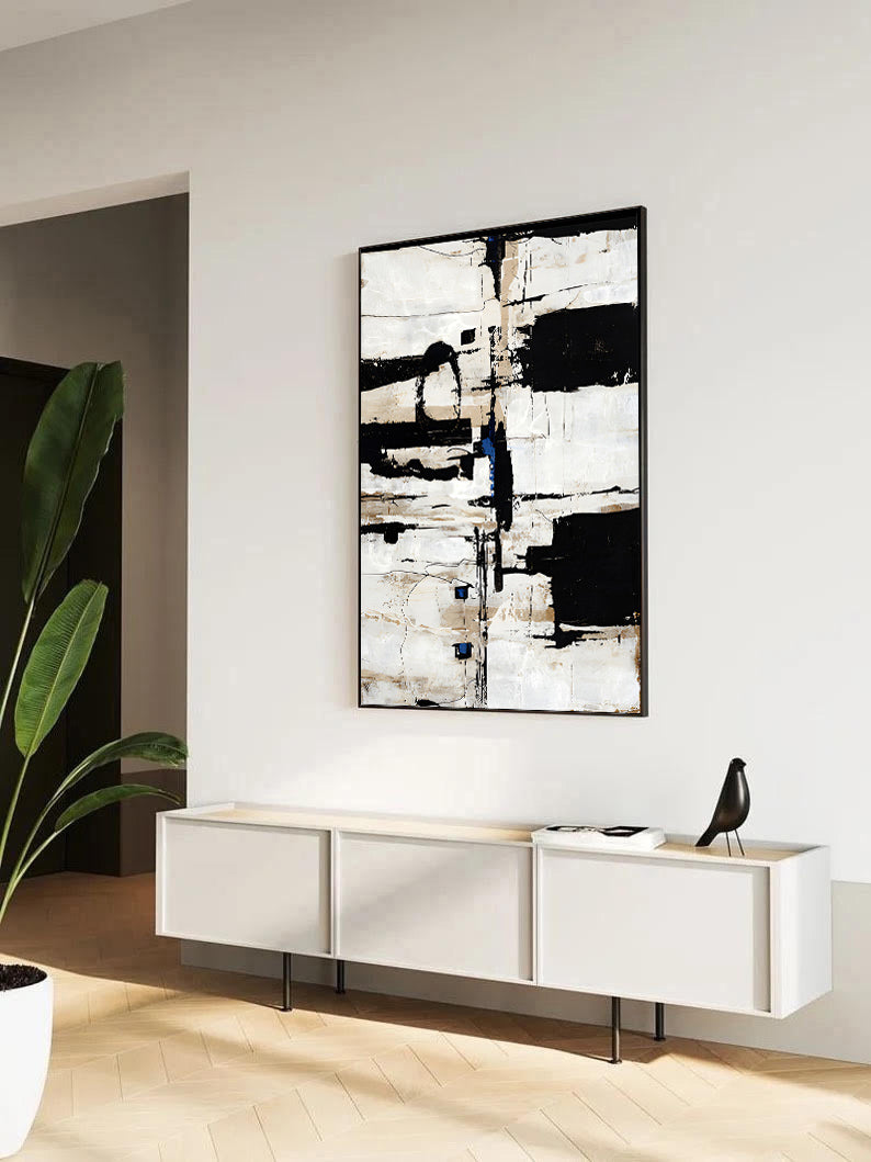 Abstract Black White Painting on Canvas | Artworks | Noho Art Gallery