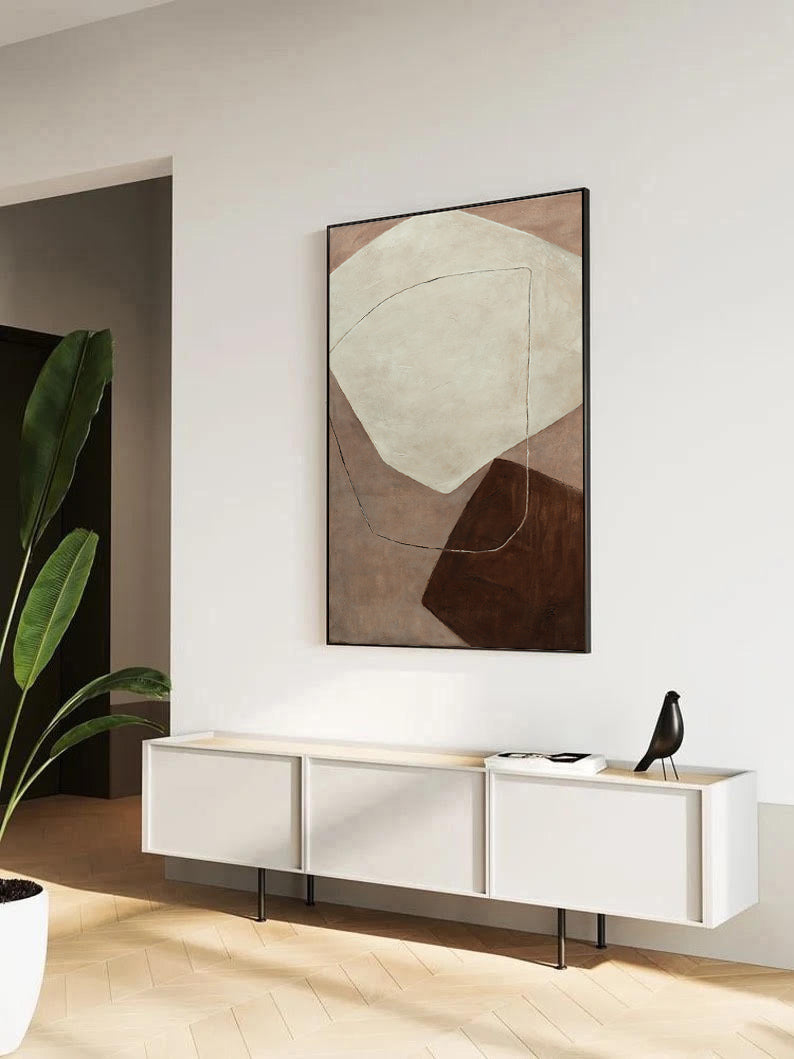 Scandinav - Large Brown Abstract Art Painting on Canvas N o H o