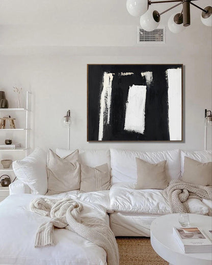 Geometric Abstract Art Black and White Painting | Noho Art Gallery