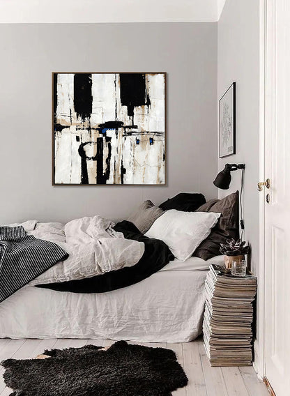 Abstract Black White Painting on Canvas | Artworks | Noho Art Gallery