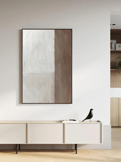 Large White and Brown Wall Art Painting on Canvas