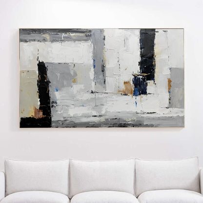 Mona - White, Black and Grey Wall Art Oil Painting on Canvas