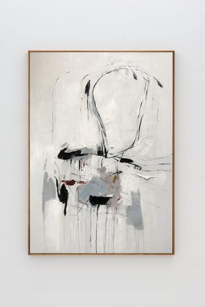 Ultra-modern - Modern Abstract Black and White Painting on Canvas