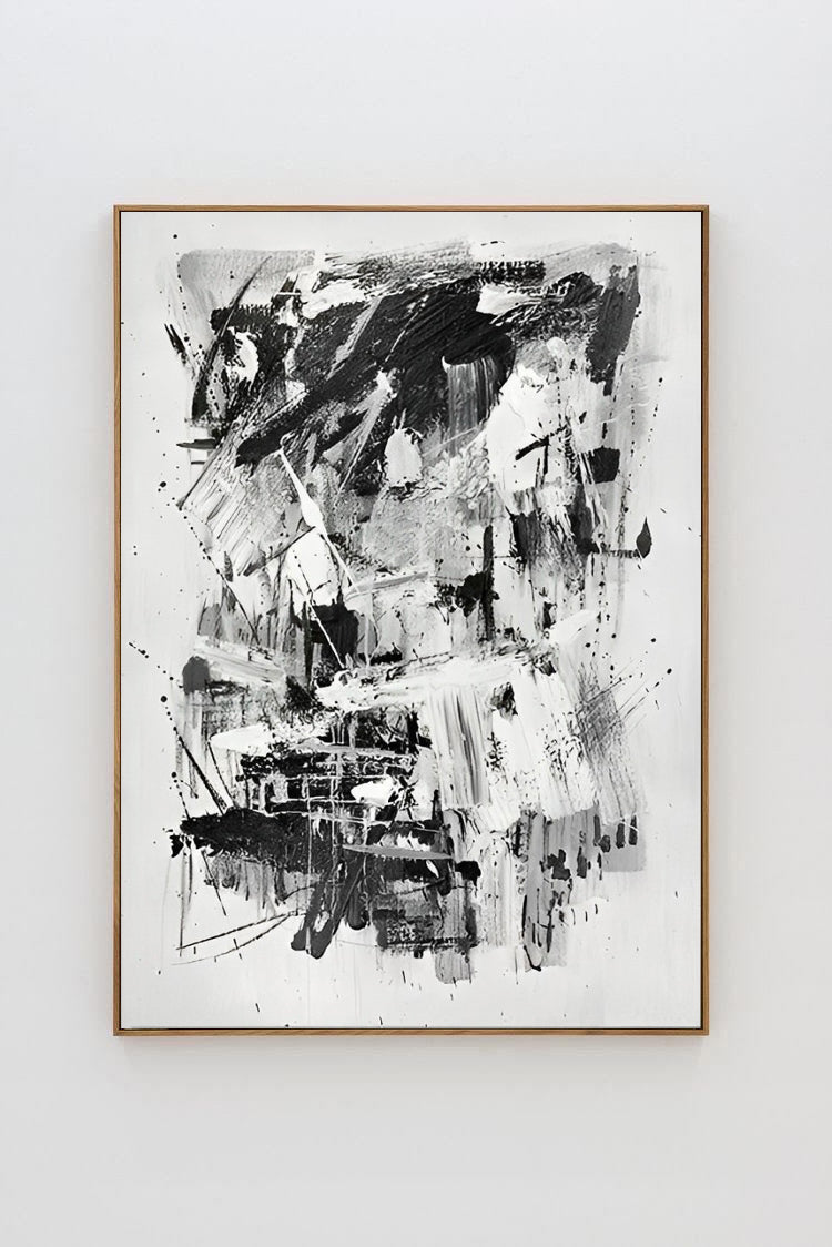 Extant - Large Abstract Black and White Canvas Painting