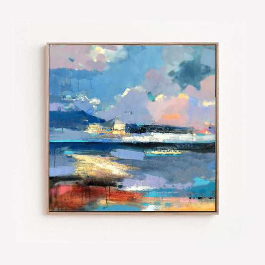 Blue Ocean Colorful Abstract Painting on Canvas - Noho Art Gallery