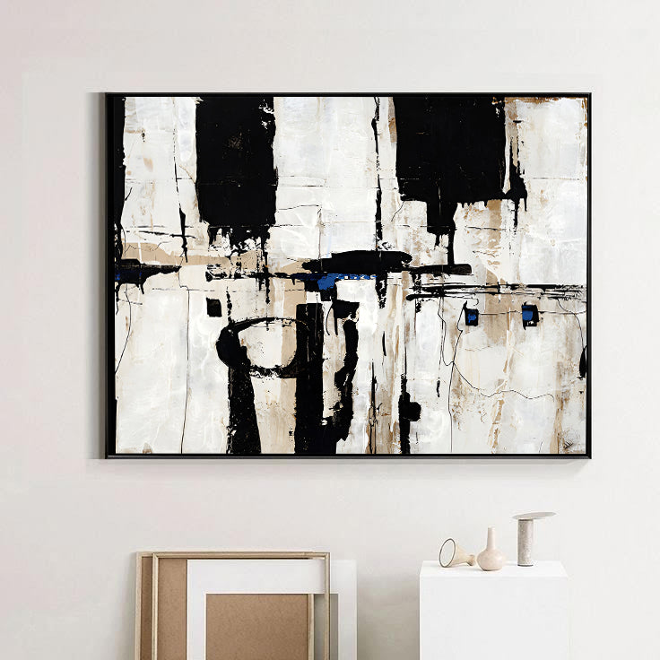 Abstract Black White Painting on Canvas | Artworks | Noho Art Gallery