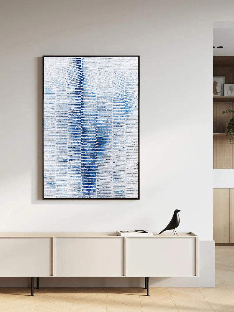 Blue and White Wall Art Acrylic Painting on Canvas 