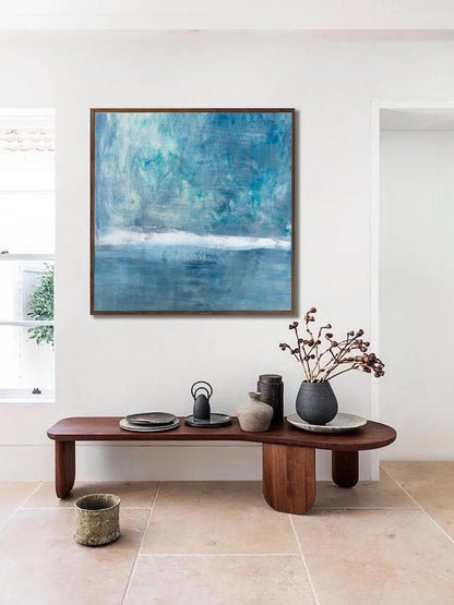 Gracious - Large Blue Seascape Abstract Oil Painting on Canvas N o H o