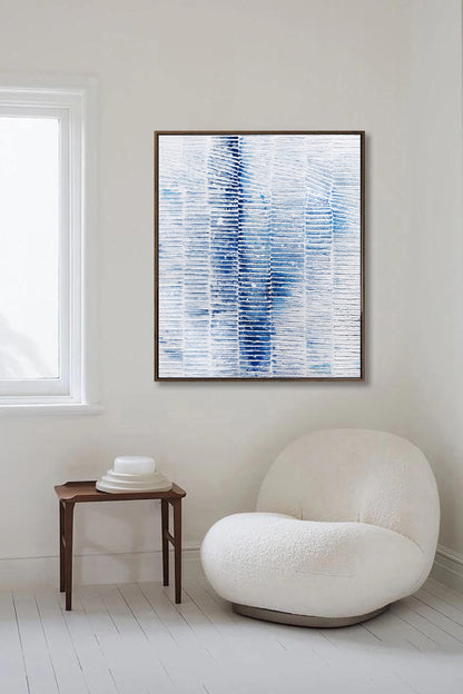 Blue and White Wall Art Acrylic Painting on Canvas 