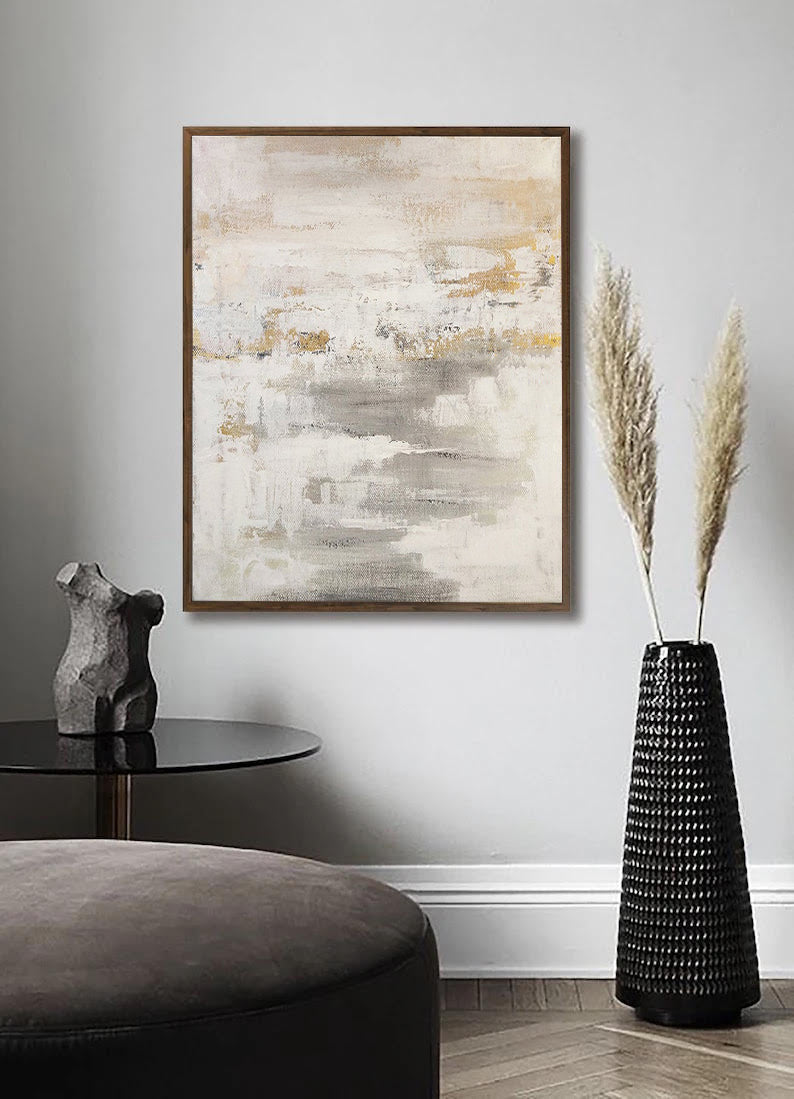 Grey and White Wall Art Oil Painting | Modern Art | Noho Art Gallery