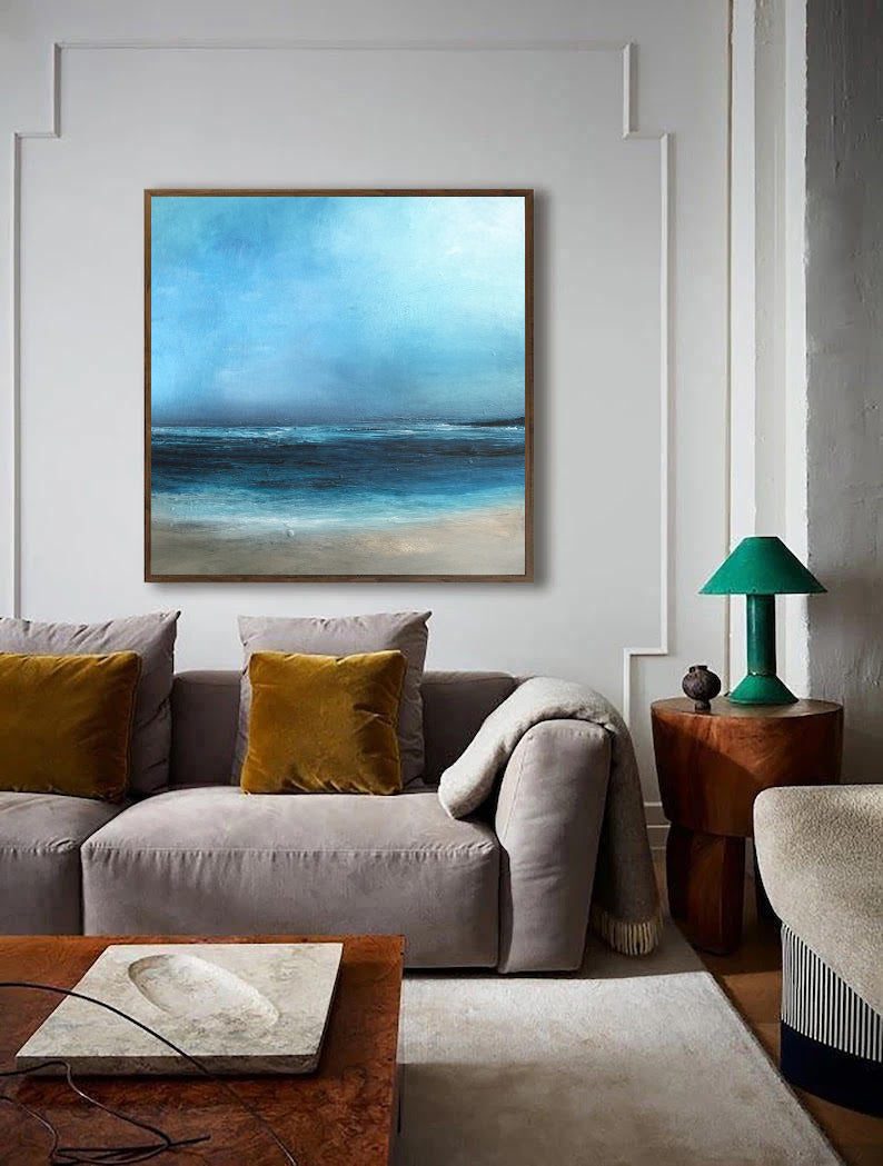 Mirage - Large Blue Ocean Painting on Canvas N o H o