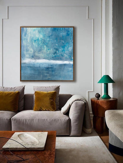 Gracious - Large Blue Seascape Abstract Oil Painting on Canvas N o H o