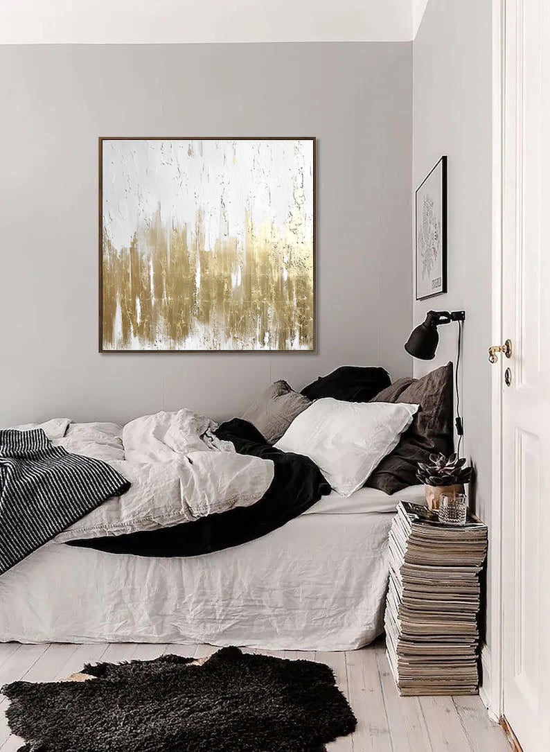 Lux - White Gold Wall Art Painting on Canvas N o H o