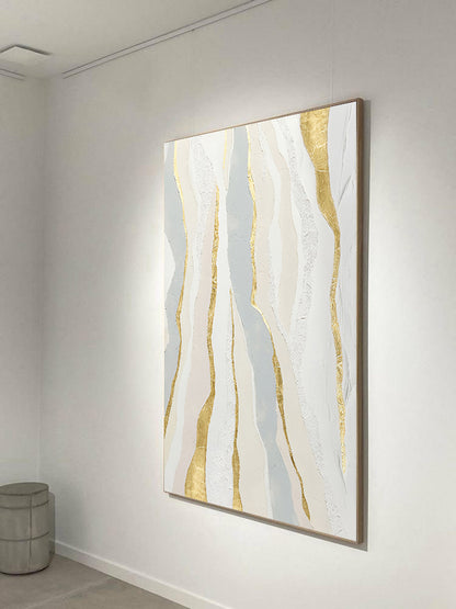 Goldy - Grey, White and Gold Foil Painting on Canvas