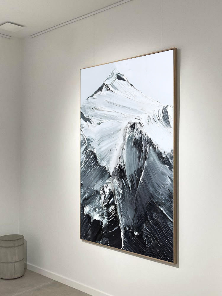 Climbs - Black and White Mountain Painting on Canvas N o H o