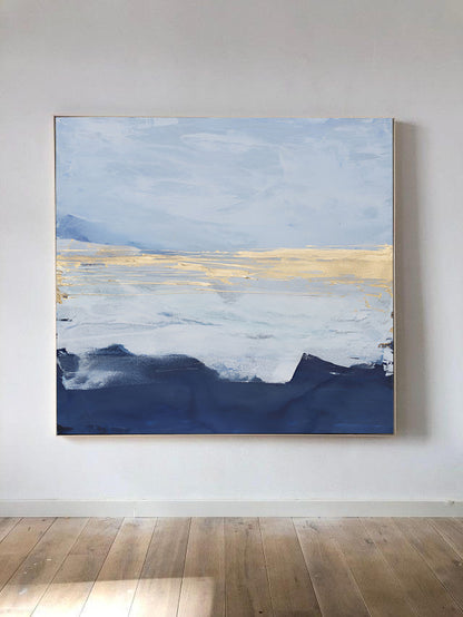 Gold Sky - Abstract Blue Wall Art Painting