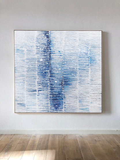 Blue and White Wall Art Acrylic Painting on Canvas 