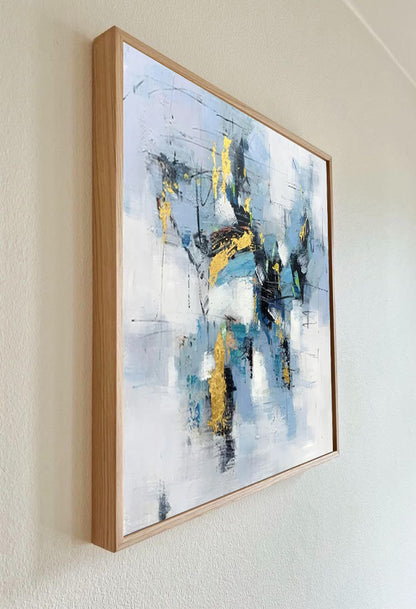 Constelation - Abstract Blue and Gold Painting on Canvas