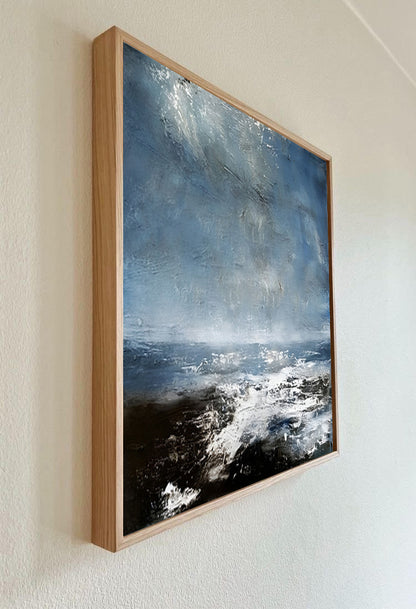 Coast - White and Blue Deep Ocean Painting on Canvas