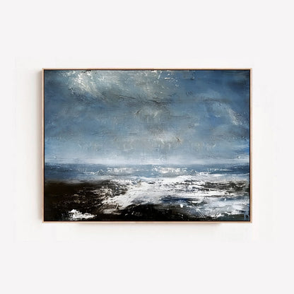 Coast - White and Blue Deep Ocean Painting on Canvas