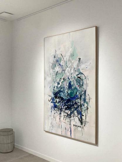 Coexistent - Blue and White Extra Large Wall Art Painting on Canvas