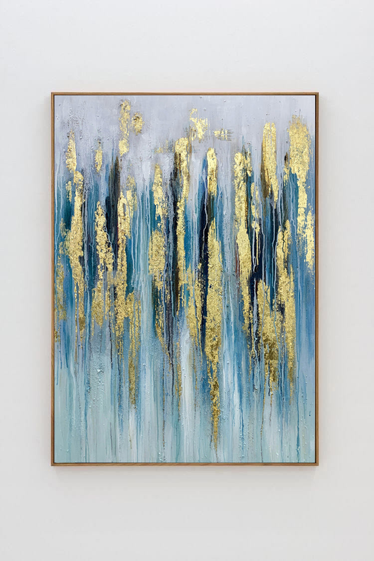 Resplendent - Extra large Abstract Blue and Gold Painting on Canvas