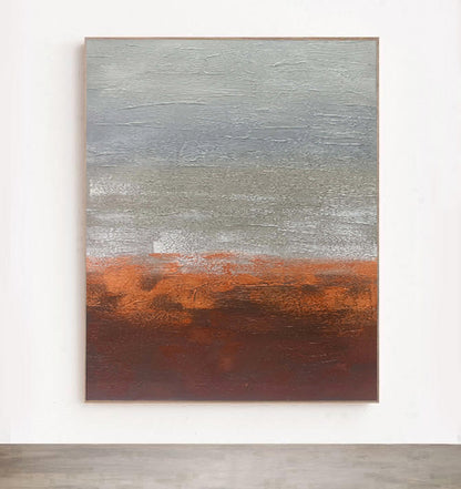 Red-Brick - Extra Large Abstract Grey and Orange Wall Art Painting