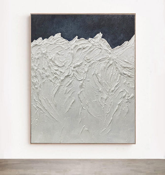 Slush - Extra Large Black and White Mountain 3D Textured Painting