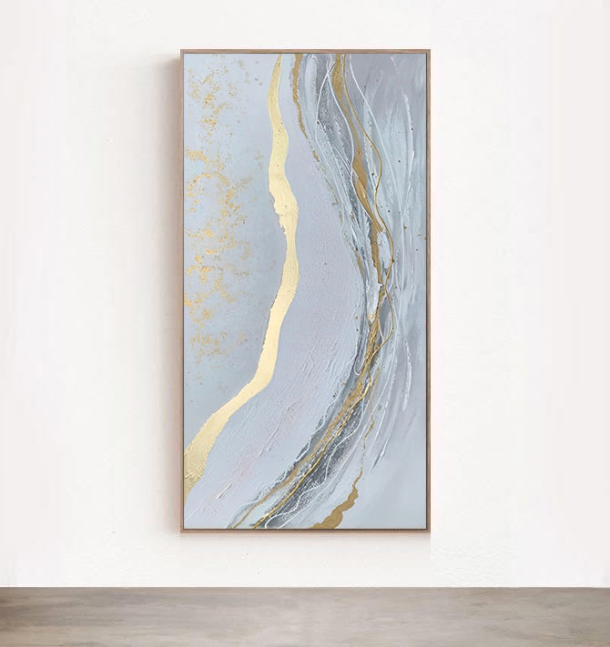 Goldi - White and Gold Wall Art Decor Abstract Painting