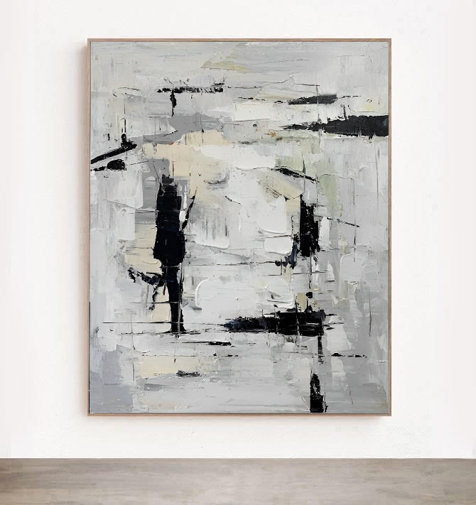 Girio - Extra Large Black and White Abstract Canvas