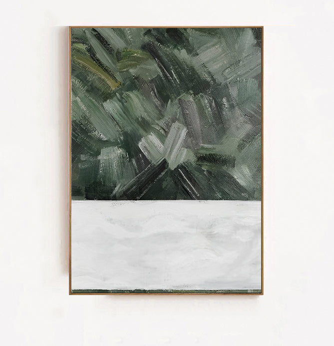 Affirmations - Large Green White Painting on Canvas