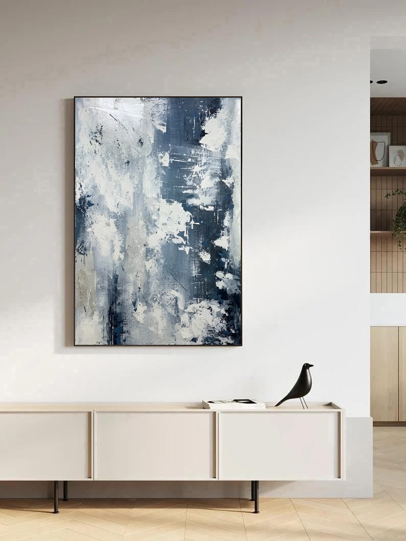 Skyview - Extra Large Blue and White Painting on Canvas