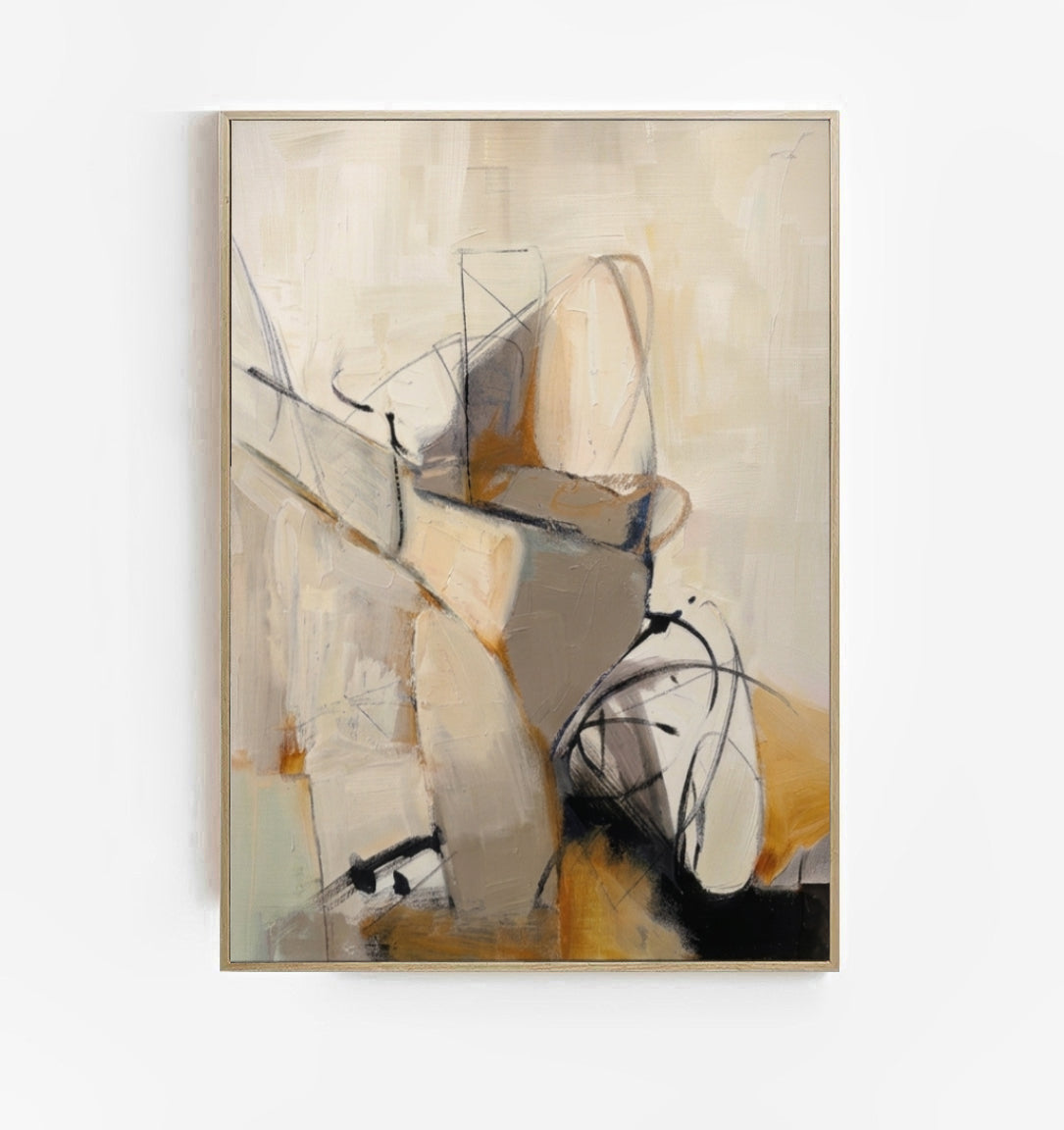 Original Textured Abstract Canvas Art by Noho Art Gallery – Contemporary Neutral Abstract Painting for Modern Interiors