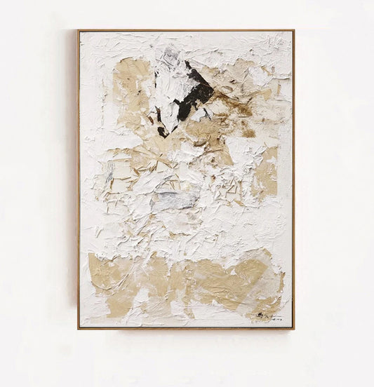 white and beige textured painting, beige abstract art painting for sale, Noho Art gallery